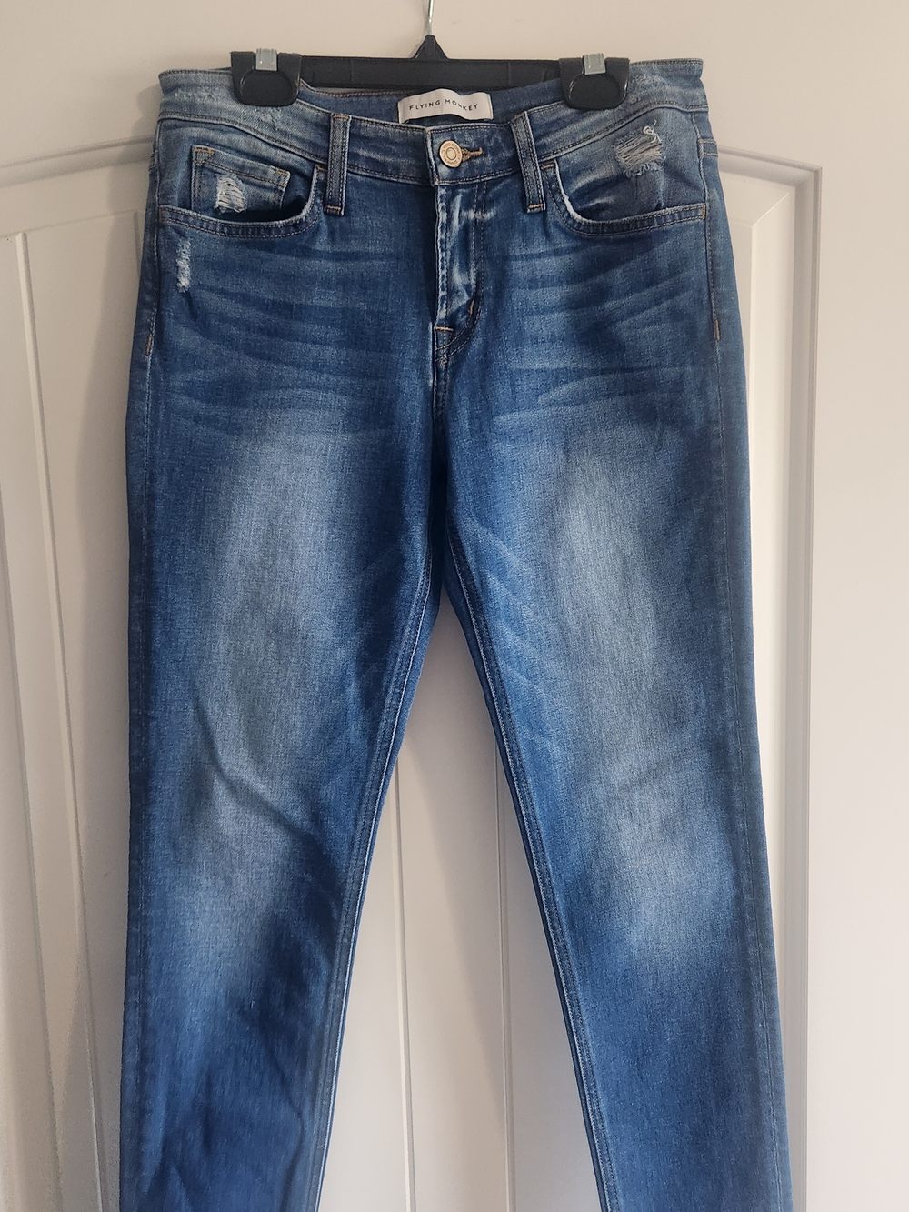 Flying Monkey Mid Blue Slim Fit Distressed Jeans